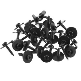 sourcingmap 20Pcs Noir Métal Vis Corps Pare-boue Pare-chocs Capote Clip de Fixation