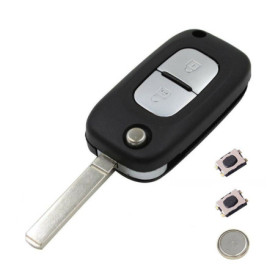 LAKOMODO Coque Clé Plip Télécommande pour Renault Clio 3 Kangoo Master Modus Trafic Twingo Wind Megane -2 Boutons- avec 2 Switch
