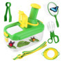 Kit Exploration Enfant 5 Pièces, Boîte d'Observation avec Loupe, Capture Insectes, Cages à Insectes, Filet à Papillons, Cadeau É