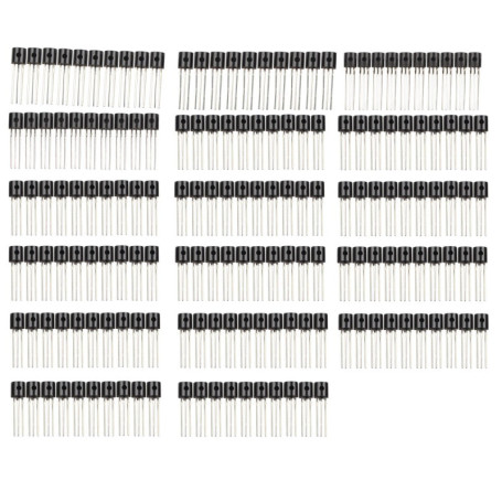 HALJIA 3-pin 17 sortes de Triode transistor To-92 Paquet Assortiment kit Ensemble pour projet de bricolage (170pcs, 17 x 10 pcs)