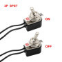 FULARR 6Pcs Professionnel Voiture Mini Commutateur à Levier avec Pré-Câblé, ON-OFF 2 Positions 2 Broches SPST Métal Interrupteur