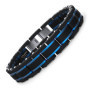 COOLMAN Bijoux Hommes Bracelets Acier Inoxydable Bleu Noir Réglable 16,5-23 cm (avec boîte cadeau de marque), 17 centimeters, Ac
