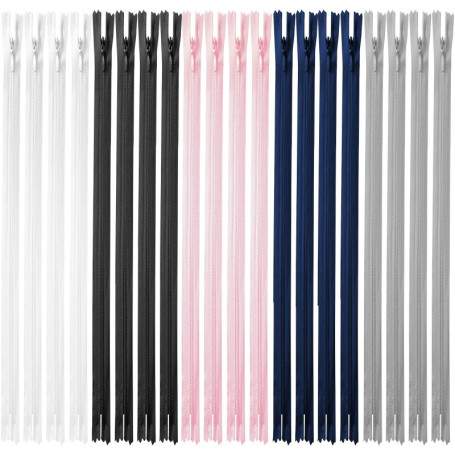 Zeuwets Nylon Fermeture, 20 Pièces Fermetures Métalliques Éclair Invisibles, 50 cm Long, 2,5 cm Large, Fermetures Ouvrable Sépar