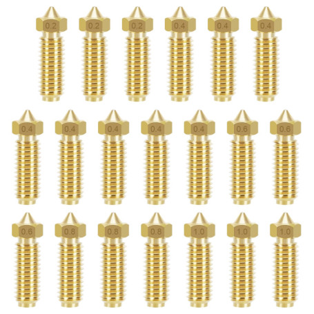20 Pièces Buse Imprimante 3d 0.4, Buses En Laiton, 3D Imprimante Laiton Buse, 8 Pièces 0,4 mm Et 3 Pièces 0,2 mm, 0,6 mm, 0,8 mm