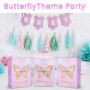 NPZ-Butterfly-10P Lot de 10 sacs cadeaux en papier colorés avec anse pour anniversaire d'enfant, filles, sacs cadeaux d'invités 