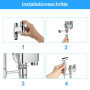 Douchette WC Bidet Toilette – Kit Douchette WC Haute Pression avec Robinet 2 Sorties et Tuyau 1,5M, Économie d’eau, Pommeau Ergo