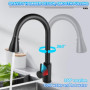 Mitigeur Cuisine Extractible 60 cm avec 2 Types de Jet & Rotation 360° - Robinet Evier Noir Mat en Acier Inox - Robinet Cuisine 
