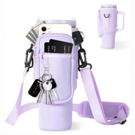 MLPKOI 1 Porte-Bouteille d'eau Accessoires Sac pour(Violet), avec Sangle RéGlable, Compatible avec 40oz 30oz Thermos Cup