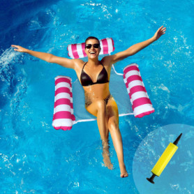 Hamac à eau - Fauteuil de natation - Hamac à eau avec filet - 3 en 1 - Matelas gonflable de piscine - Tapis de natation avec pom