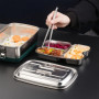 Lunch Box Inox, 2000ml Bento Lunch Box, Boite Inox Alimentaire Hermétique, Micro Ondable, Boite Repas Compartiment Facile à Nett