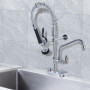 TAIMIKO Robinet de Douche de cuisine Mitigeur 2 trous, Robinet pulvérisation de pré-rinçage,avec pulvérisation de douche,bec hau