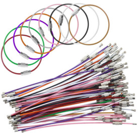 EASYKEENECOM Lot de 60 anneaux porte-clés en acier inoxydable avec revêtement en nylon - Multicolore - Pour étiquettes de bagage