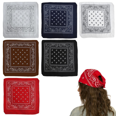 WANDGU Lot de 24 bandanas bandanas : 6 couleurs bandana de moto, bandeau d'été, 54 x 54 cm B bandana bandanas pour femmes hommes