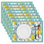 GOEDCH Lot de 8 sets de table en lin résistants à la chaleur avec motif citron - Lavables et antidérapants - Pour cuisine, fête,
