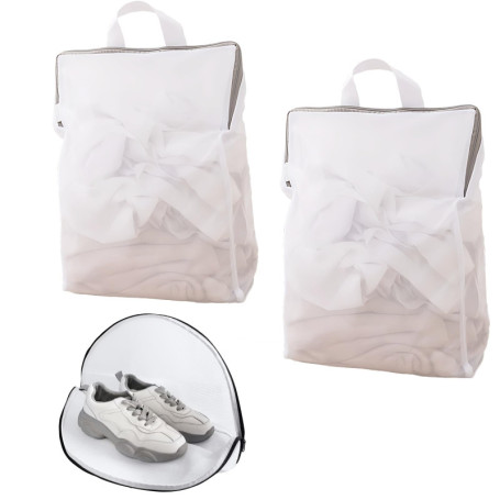 Filet Linge Machine à Laver Fine Maille,Sacs a Linge pour Chaussures Réseau à trois couches,Sac Linge Sale Voyage avec Poignée,F