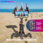 KHROMAX Trépied pour téléphone portable Trépied de voyage avec support mobile, flexible et extensible Trépied perche selfie trép