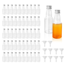 AZKEEGREY Lot de 50 Petite Bouteille Plastique 60ml, Mini Bouteille pour Mignonette Alcool avec Entonnoir Réutilisables Vides Li