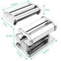 Ghazpmuk Machine à Pâtes Manuelle, Machine a Pates Fraiche Avec 6 Épaisseurs Réglables et 2 Cutters, Laminoir à Pâtes Acier Inox