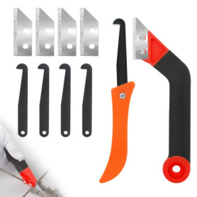 QOUBNIC Grattoir à Joints, Couteau de Scie à Joint Outil de Grattage de Joints avec 8 Lames de Rechange, Grattoir Joint Carrelag