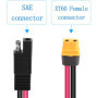 MEIRIYFA Câble d'extension adaptateur SAE vers XT60, câble XT-60 femelle vers SAE avec 12 AWG pour station d'alimentation de gén