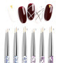 6 pièces Pinceaux en Détail à Ongles, Pinceaux Peinture Professionnels Pinceaux en Détail à Ongles Trousse pour DIY Nail Art Des