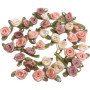 Lot de 100 mini roses multicolores de 15 mm avec nœuds en ruban de satin pour loisirs créatifs, accessoires de mariage, décorati