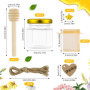 Weinsamkeit 30Pcs 45ml Mini Pots à Miel en Verre Hexagonaux avec Louches en Bois, Pendentifs Abeille,Sacs de sable en maille,Éti