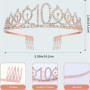 BOBOZHONG Couronne à Strass & Écharpe Pailletée Rose Gold pour Fille de 10 Ans – 'It's my 10th Birthday' – Cadeau d'Anniversaire