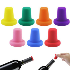 Lot de 7 capsules en silicone réutilisables - 7 couleurs - Pour vin de diamètre 1,8 cm à 2,2 cm - Diamètre intérieur de l'embouc