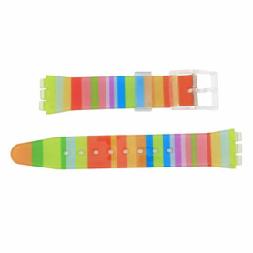 Vintage Time Watches | Bracelet de montre en silicone arc-en-ciel de 17 mm (20 mm) compatible avec Swatch, Standard, Caoutchouc,
