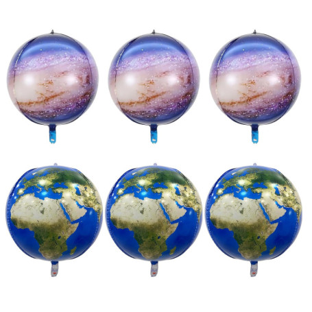Ballons de terre 3 pièces, ballons ciel étoilé 3 pièces, ballons de décoration de fête, ballons en aluminium du monde, ballons g