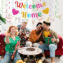 1 bannière « Welcome Home », 6 pendentifs en spirale colorés, bannière pailletée « Welcome Home Pull Flag », bannière décorative