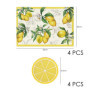 Lot de 4 sets de table décoratifs avec citron, 4 dessous de verre au citron, tapis de vaisselle pour l'extérieur, fournitures de