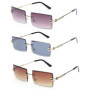 FIBOUND 3 Pièces Lunettes Soleil Rétro Carrées Sans Monture, Lunettes Soleil Rectangulaires Sans Monture, Lunettes Sans Monture 