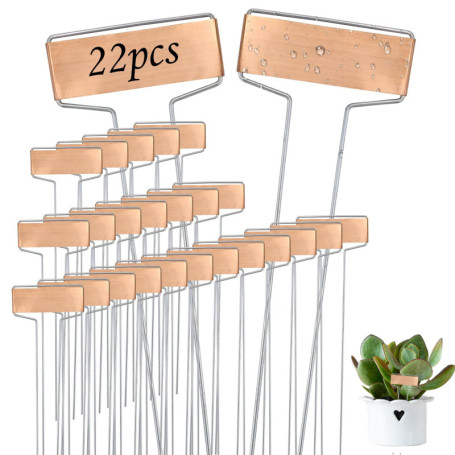 Lot de 22 étiquettes de plantes en cuivre de 25,5 cm de haut - Marqueurs de jardin - Étiquettes pour plantes d'extérieur pour lé