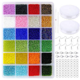 Tibaoffy Lot de 24 perles en verre pour fabrication de bijoux Multicolore 2 mm