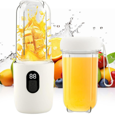 BIZOI Mixeur Portable, Personal Fresh Juice Mixer, Mini Mixeur avec Écran LED, Blender Smoothie Portable, pour Shakes, Smoothies
