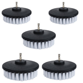 Lot de 5 brosses à récurer électriques à poils souples blancs de 10,2 cm pour nettoyer voiture, bateau, siège, tapis, tapisserie