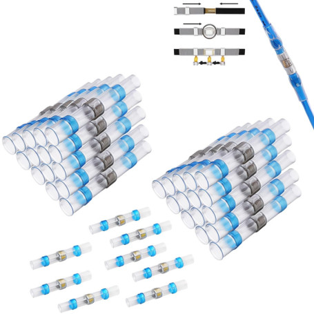 Joints de fil soudés et scellés CTRICALVER, 38 joints bout à bout thermorétractables étanches, bornes de fil, joints bout à bout