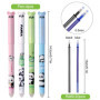 Lot de 4 stylos à bille effaçables avec 20 recharges, motif panda de dessin animé, stylo effaçable, 0,5 mm, pour fournitures sco