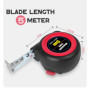 Wantli Mesure auto lock 5 M x 19 mm - Mètre à Ruban, Revêtement Mylar Anti-Abrasion et Anti-Corrosion, Boitier Ergonomique Bi ma