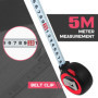 Wantli Mesure auto lock 5 M x 19 mm - Mètre à Ruban, Revêtement Mylar Anti-Abrasion et Anti-Corrosion, Boitier Ergonomique Bi ma