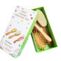 Molylove 3 pièce brosse à cheveux de bébé en bois et ensemble peigne | poils de chèvre naturel brosse | brosse à poils de bois p