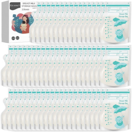 Sachet de Conservation Lait Maternel 250ML,90PCS Sachet Lait Maternel avec Zone d'Écriture,Sac Congelation Lait Maternel,Pré-Sté