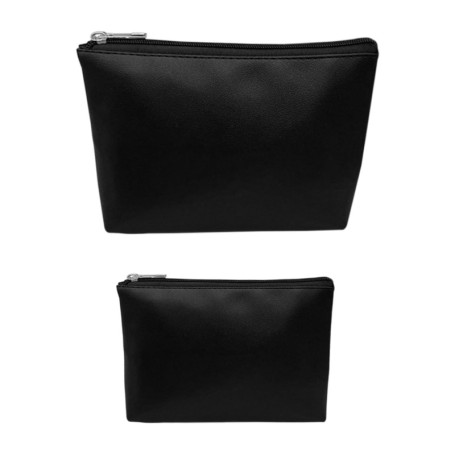 Lot de 2 trousses de maquillage en cuir pour femme, petite trousse de maquillage, sac à fermeture éclair, trousse cosmétique de 