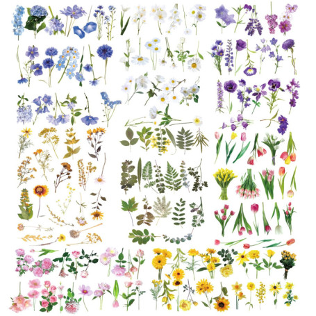 Lot de 320 autocollants floraux, autocollants pour plantes, autocollants rétro, autocollants de scrapbooking, autocollants pour 