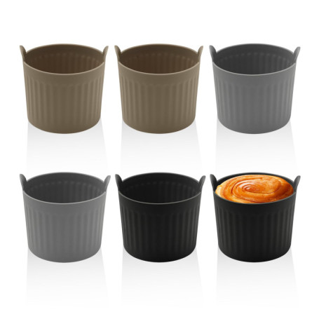 ZBHDEYG Lot de 6 gobelets à plateaux, moules à muffins, gobelets à gâteau en silicone, friteuse à air chaud, moules à œufs d'eau