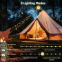 Sprifityy 10M Guirlande Lumineuse Escamotable, Solaire et Chargement USB LED Guirlande Camping avec 8 Modes D'éclairage, Télécom