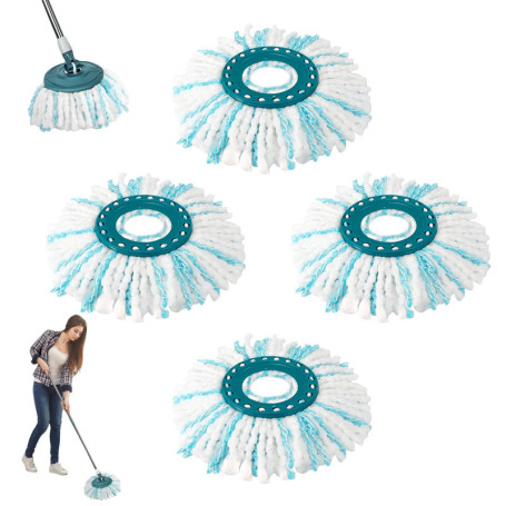 Sprifityy 4 Pièces pour Leifheit Têtes de Rechange Clean Twist Disc Mop Micro Kit, Tête de Rechange pour vadrouille réutilisable