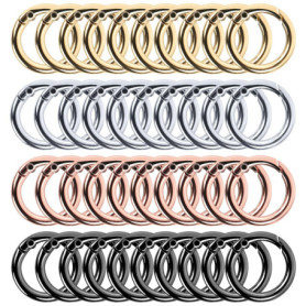 Pavlleen 40 Pièces Mousqueton Rond,Anneaux à Ressort en métal,Boucle Porte Clés Anneau Ressort,pour Travaux Manuels,Porte-clés,L